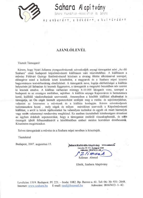 Szponzort leresünk kiállításhoz Szponzort keres